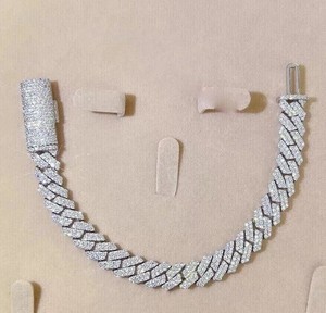 Authentic Cuban Link Bracelet 10mm Fully Lab Created Diamond White Gold Plated