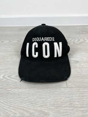 DSQUARED2 新ICON ブラックキャップ【極美品】 Dsquared2 ICON Black Logo Cotton Distressed Cap One Size | eBay