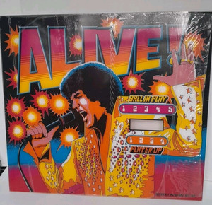 VINTAGE 1978 ALIVE PINBALL MACHINE BACKGLASS ELVIS MID MOD HIP DECOR
