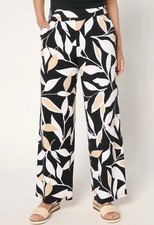 Denim Co. Beach Jersey Petite Wide Leg Pant Size LP Black Leaf A678642