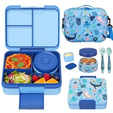 Kids Bento Lunch Box Set with 9.5oz Soup Thermo, Leak-Proof Lunch Food Contai...