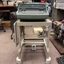 Vintage IBM Electric Typewriter Model 11 Green 1960s + Office Solid Roll Cart thumbnail