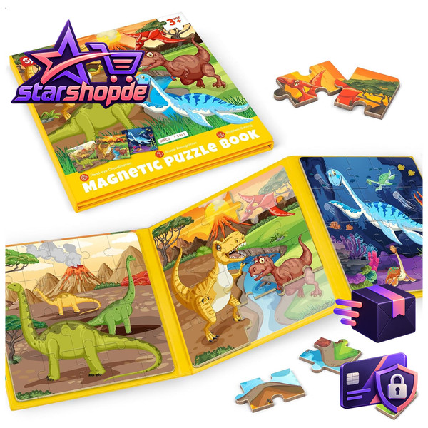 Kinderpuzzle Dinosaurier Magnet 20 Teile Lernspielzeug Ab 3 Jahren FüR Reisen-image