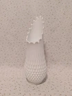 Vintage Fenton Mid Century Modern White Milk Glass Hobnail Swung Vase