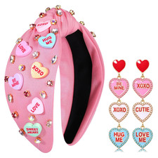     Valentine  s Day Headband for Women   Love XOXO Heart Rhinestone