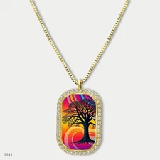Stunning Tree Of Life Pendant Necklace Chain Printed Dog Tag Chain Gift Design G