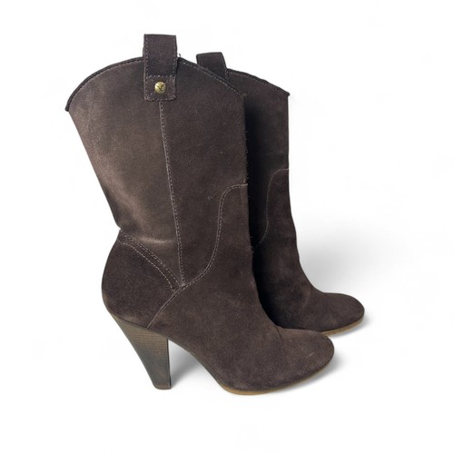 High Heeled Western Cut Brown Suede Boots AEO 9 Rodeo Festival Cowgirl - Picture 5 of 9
