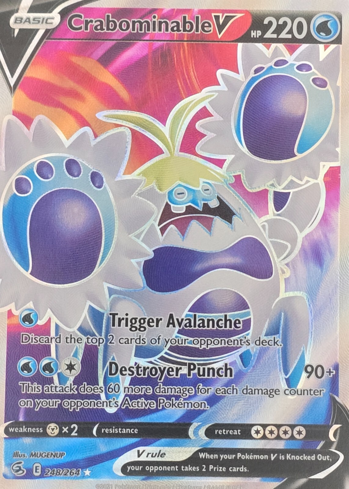 CRABOMINABLE V 248/264 FUSION STRIKE POKEMON (FULL ART, NM)