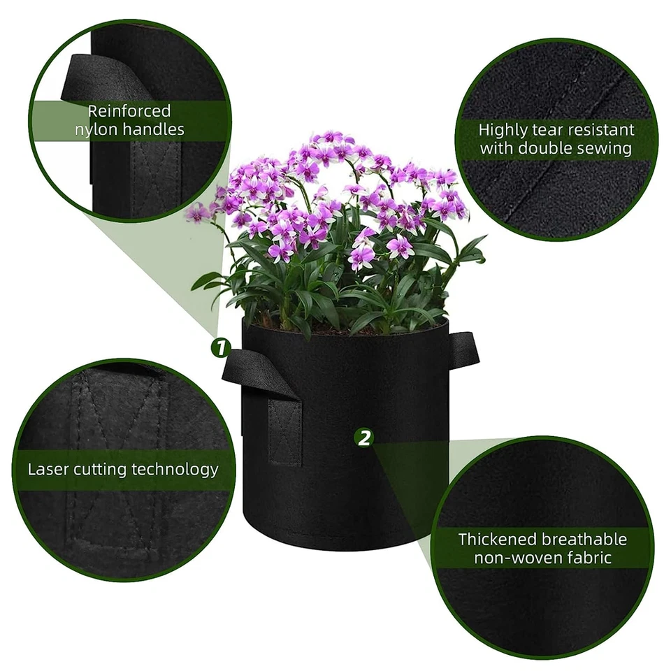 1-20X Pflanzsäcke mit Henkeln Pflanztasche Grow Plant Bags Pflanzbehälter 11-30L - Bild 3 von 4