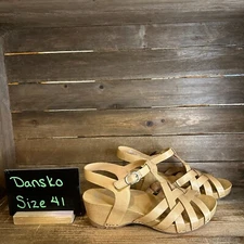 New Womens Dansko Tinley Tan Leather Strappy Heeled Sandals Size 41 US 10.5-11