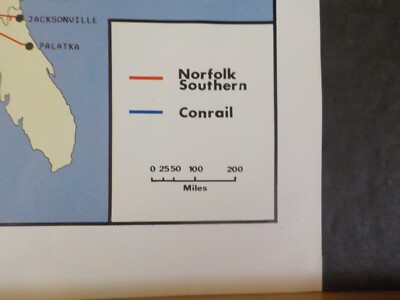 Karte Norfolk Southern Conrail Datum unbekannt 8,5x11