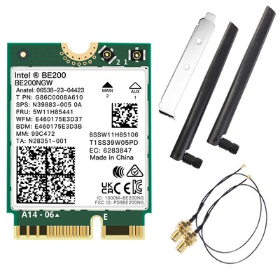 WiFi 7 Intel BE200NGW M.2 NGFF Tri-Band 802.11be BT 5.4 Network Card Antenna Kit