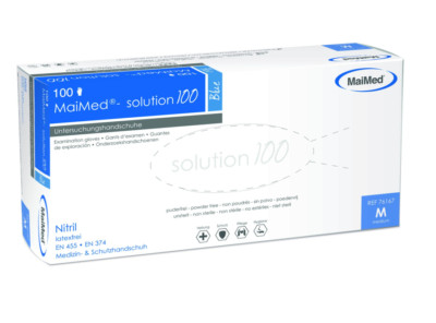 MaiMed Solution 100 blue Nitril-Einweghandschuhe Einmalhandschuhe Blau 100 Stück