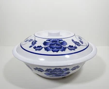 Thunder Group 8010T 75 oz Lotus Pattern Melamine Serving Bowl with Lid