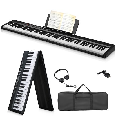  FAST, FREE SHIPPING! 88 Key Foldable Electric Piano/Keyboard +Weighted +Case!