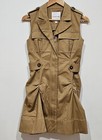 Lin Chao Zhang Dress AUS 10 US6 Mini Khaki Utility Zip Sleeveless Military Style