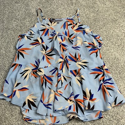 Jennifer Lopez Tank Top Large Light Blue Cami Tank V-neck Spaghetti Strap  Ruffle | eBay