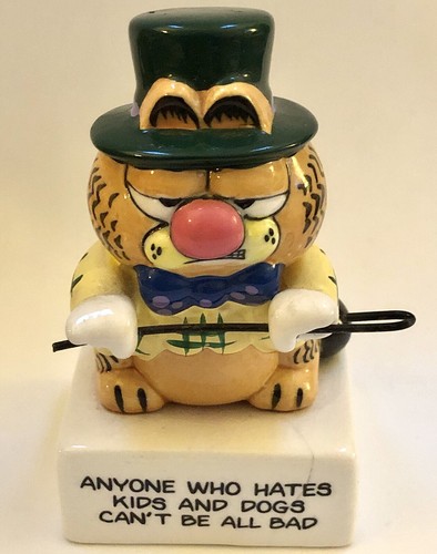 Enesco 4" Humor Garfield Cat Figurine Sign: Anyone who Hates Kids & Dogs .... - Picture 3 of 15