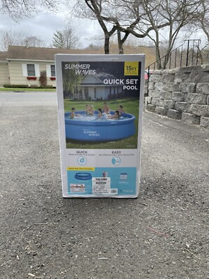 Summer Waves 15ft x 36in Quick Set Inflatable Above Ground Swimming Pool & Pump