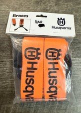 HUSQVARNA TRONÇONNEUSE BÛCHERON bretelles fermeture bouton sangles cuir - NEUF authentique