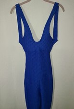 Blue Bodysuit Sleeveless Open Back Size S