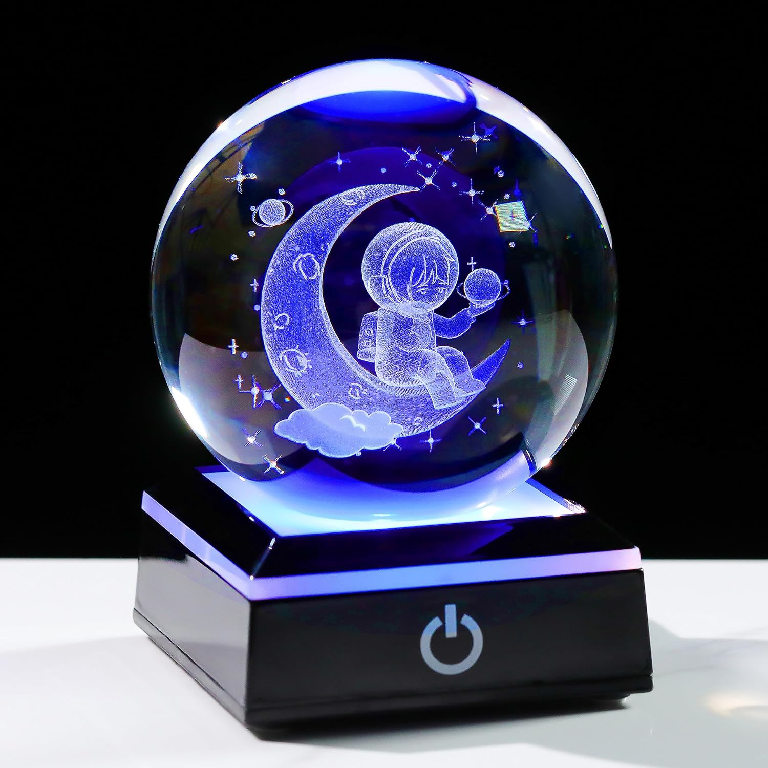 3D Solar System Crystal Ball 80mm Planet Lamp for Astronomy Gift Decor