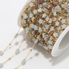 1meter Handmade Star Natural Stone Chain Gold Stainless Steel Beads Chain Crafts