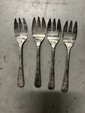 Vintage Silver Plated Sheffield England Oyster Forks 3 Prong 5in Set of 4