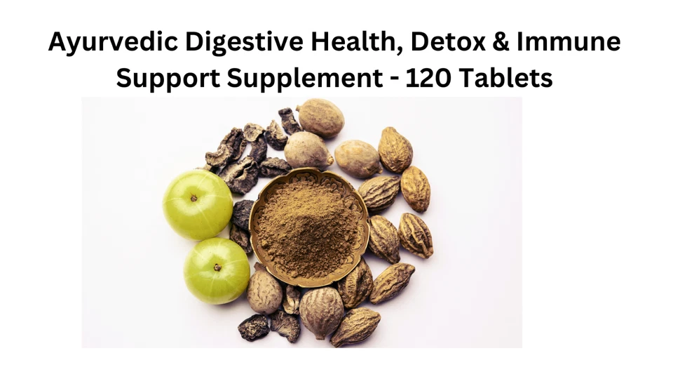 Suplemento ayurvédico de salud digestiva, desintoxicación y apoyo inmunológico - 120 comprimidos Foto 2 de 3