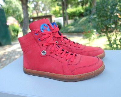 GUCCI SHOES 42 1/2 shoe sneaker sneakers red high top interlocking gg logo