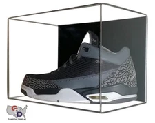 Acrylic Wall Mount Single Shoe Display Case Size 12 or Under UV Protect GameDay
