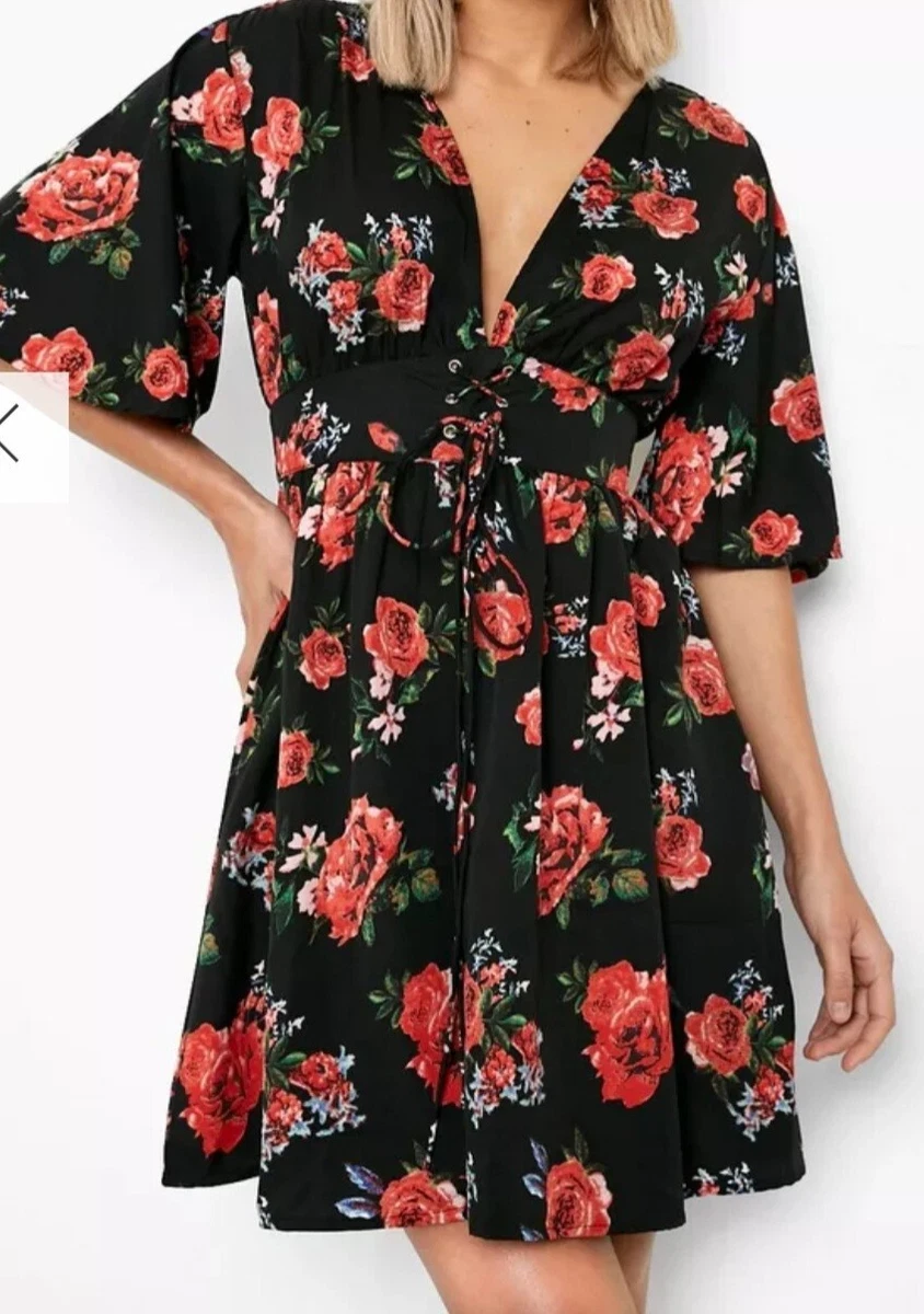 Flute sleeve skater clearance dress