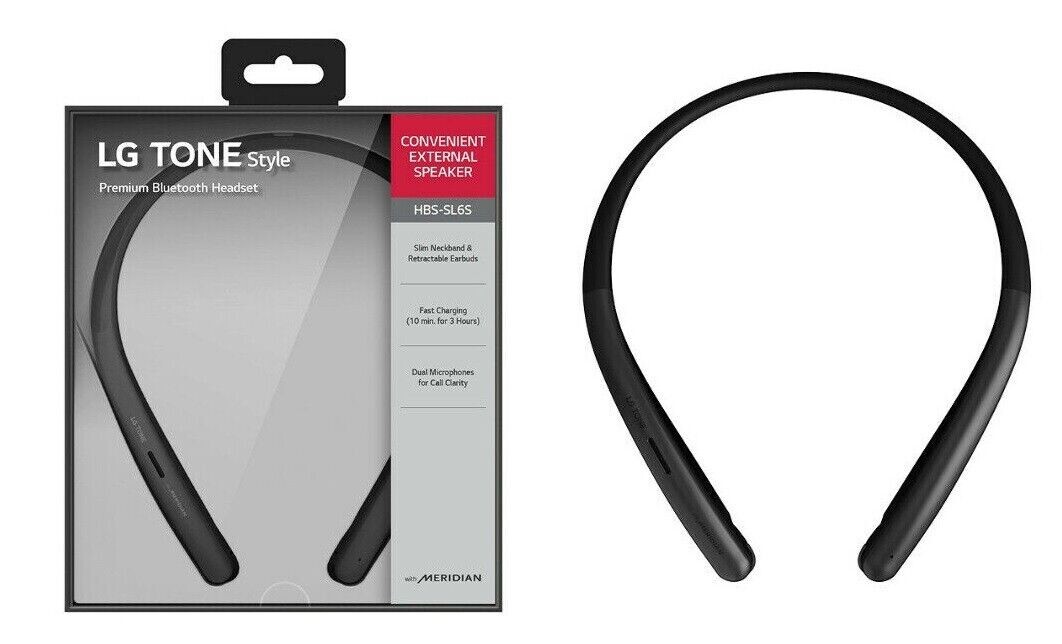 LG TONE Style SL6S Bluetooth Wireless Stereo Headset - Black - Open Box