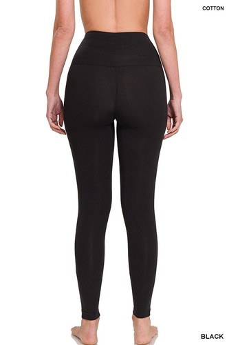 Women ZENANA Better Cotton Full Length Leggings Stretch Pants Yoga - Picture 5 of 27