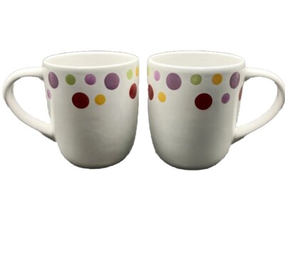 Pampered Chef Simple Additions Dots Coffee Mugs Set Of Two New In Box