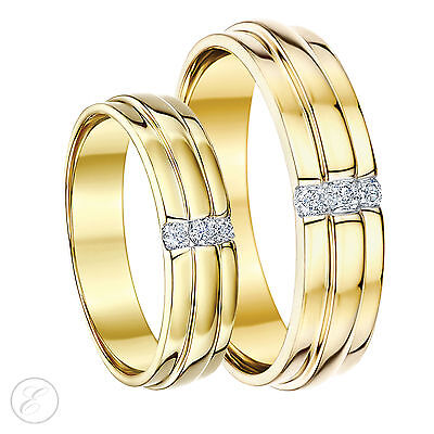 His & Hers 9ct Yellow Gold Flat Wedding Ring Bands 3&6mm 5&6mm
