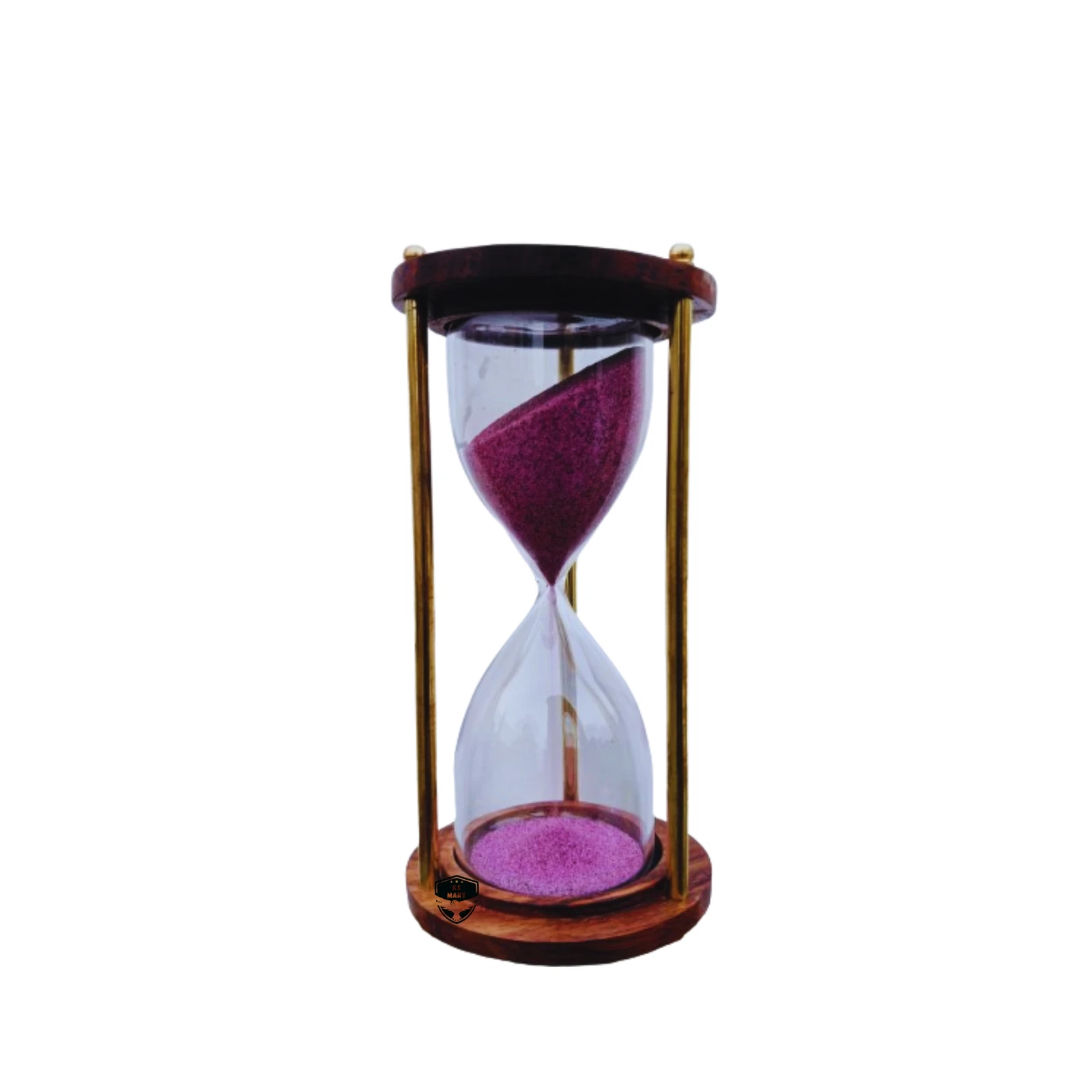 5-Minute Sand Timer Pink Sand Natural Wood Hourglass for Games, Cooking, Office