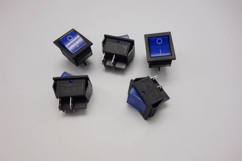 5Pcs Blue 220V Light Illuminated 2 Position ON/OFF Boat Rocker Switch 4 Pin - Picture 2 of 5