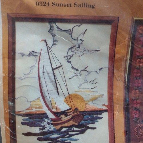 The Creative Circle Sunset Sailing Crewel Embroidery Kit 0324 New Old Stock READ - Picture 4 of 5