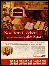 1959 Betty Crocker Country Kitchen Cake Mixes General Mills Vintage Print Ad