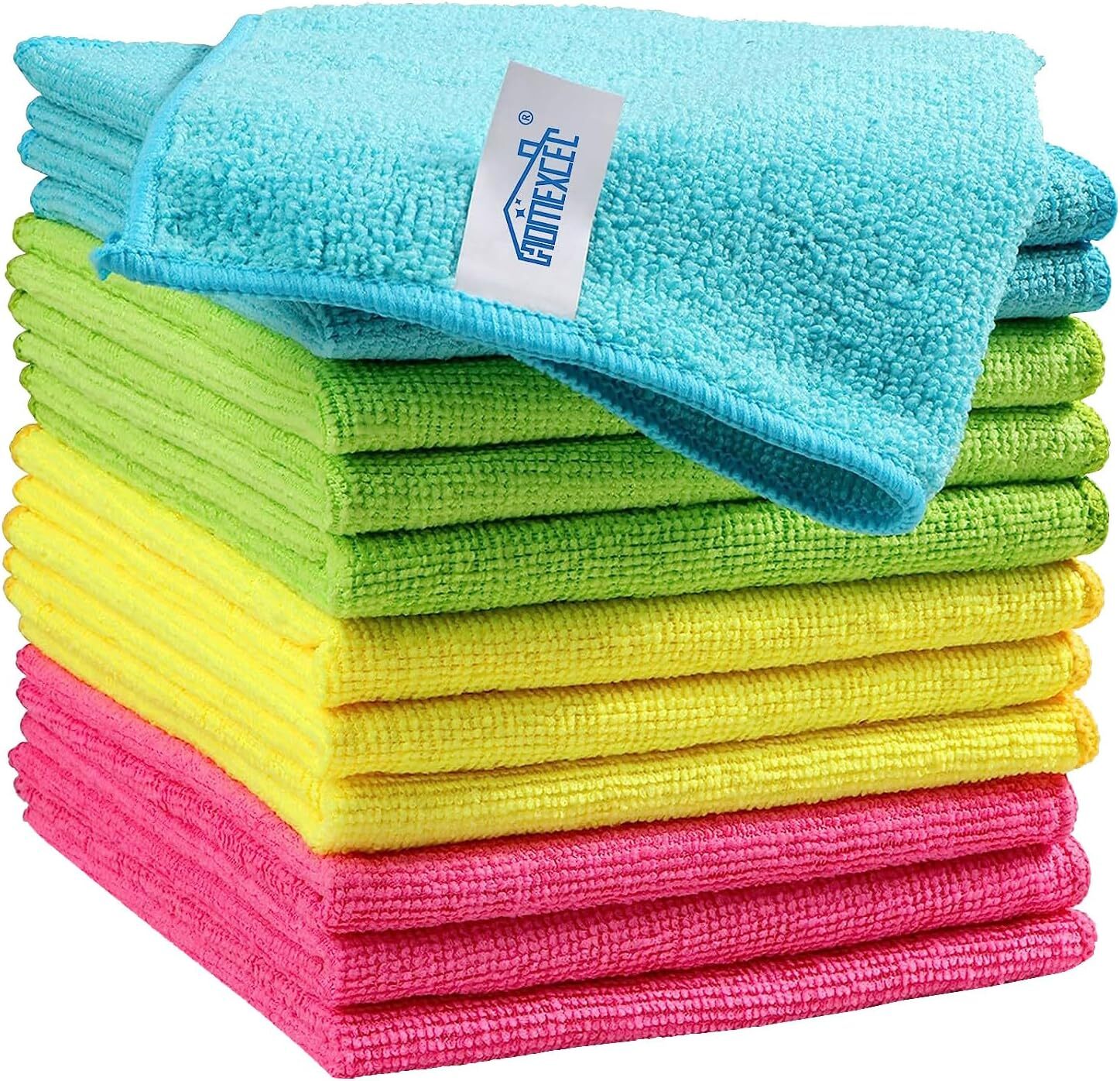 HOMEXCEL 12-Pack Microfiber Cleaning Cloths with 4 Colors for Home & Car