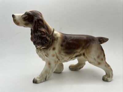 Vintage 6 English Cocker Spaniel Figurine  W GOLD Spaniel COLLAR Japan Dog