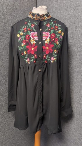 PLT Exie Black Embroidered Sheer Shirt Dress UK 8 LN051 QQ 09 - Picture 3 of 7