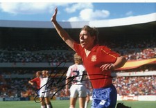 Signed Emilio Butragueno Spain World Cup 12"x8" photo w/COA Real Madrid