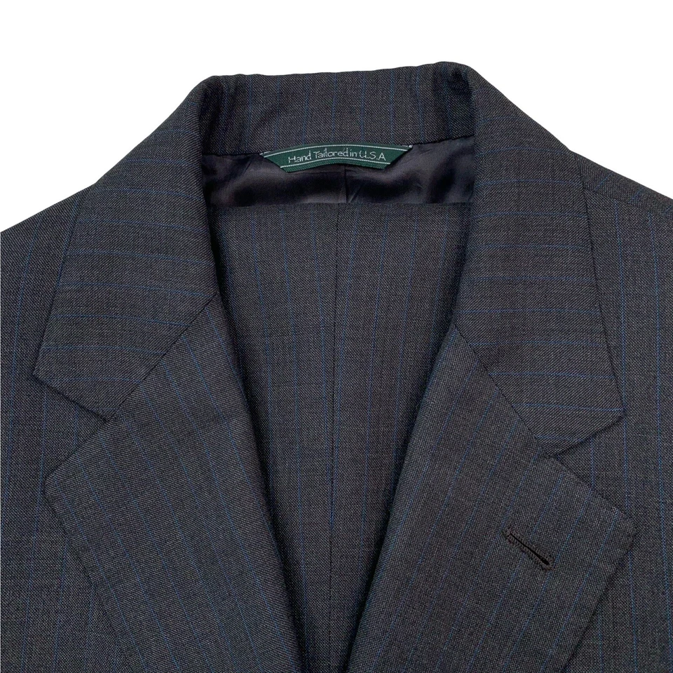 Traje 40 XL Martin Greenfield "The Custom Fit" Gris Carbón a Rayas Hecho en EE. UU. Foto 2 de 4