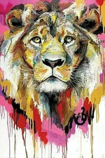 Beautiful Hand-painted High quality abstract Oil painting on canvas animal lion