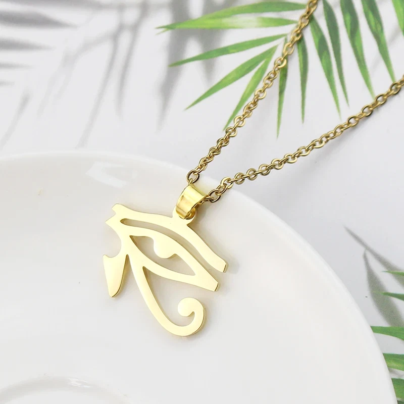 🧿 Collana con Ciondolo Occhio di Horus in Acciaio Inossidabile | Amuleto Egizio - Immagine 2 di 4