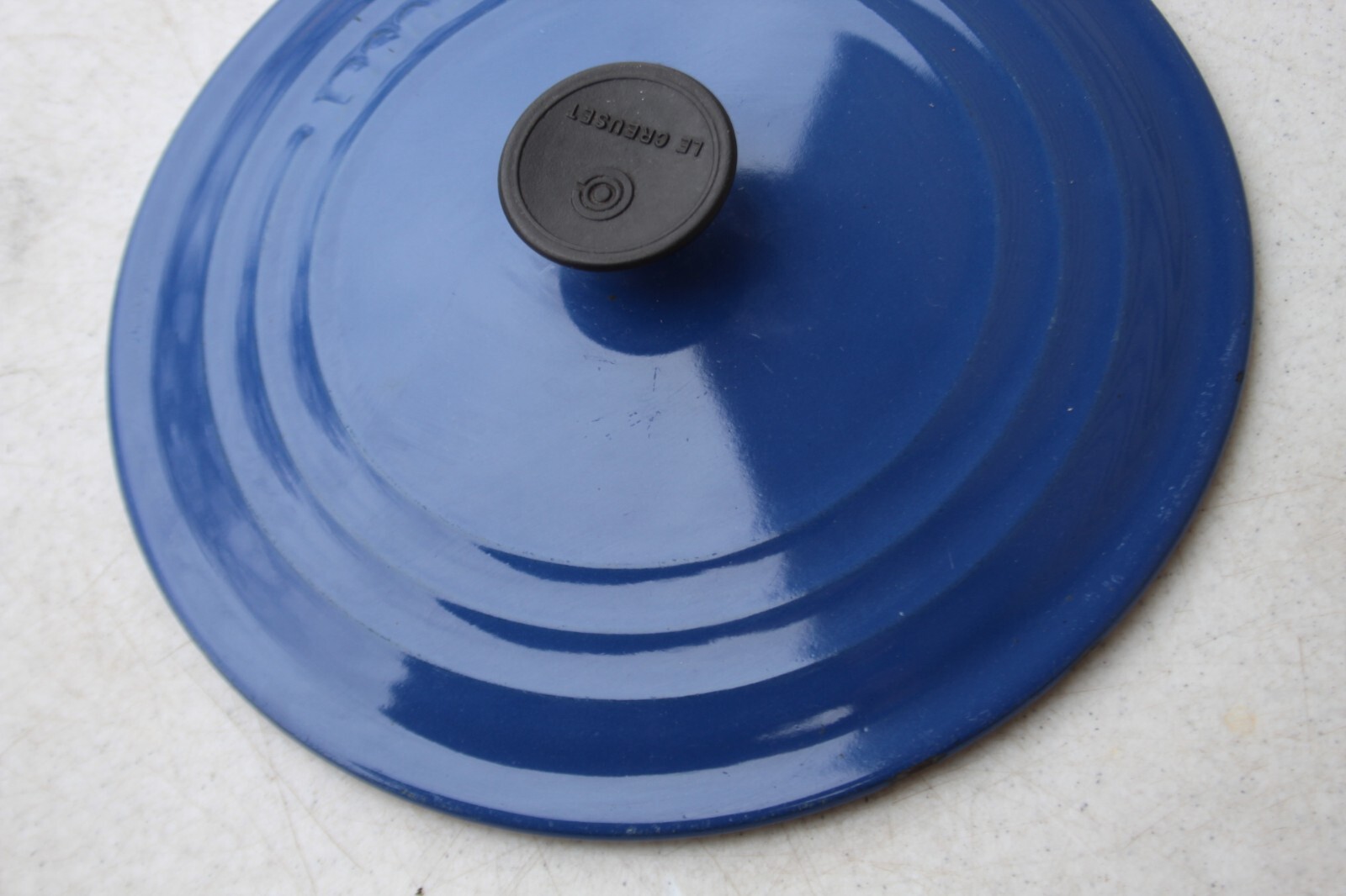 Le Creuset Enameled Cast Round Dutch Over LID ONLY 10” Blue France 22