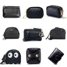 Women Mini Leather Bag Coin Card Key Ring Wallet Pouch Zipper Small Change Purse
