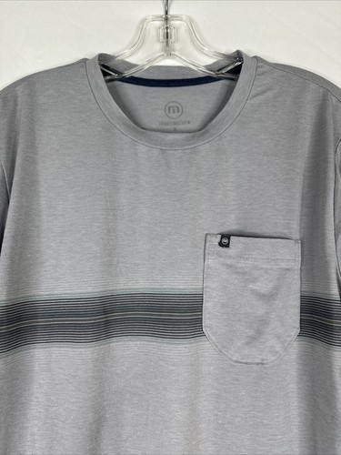 Travis Mathew T-shirt Mens Size M Gray Striped Short Sleeve Stretch - Picture 6 of 13